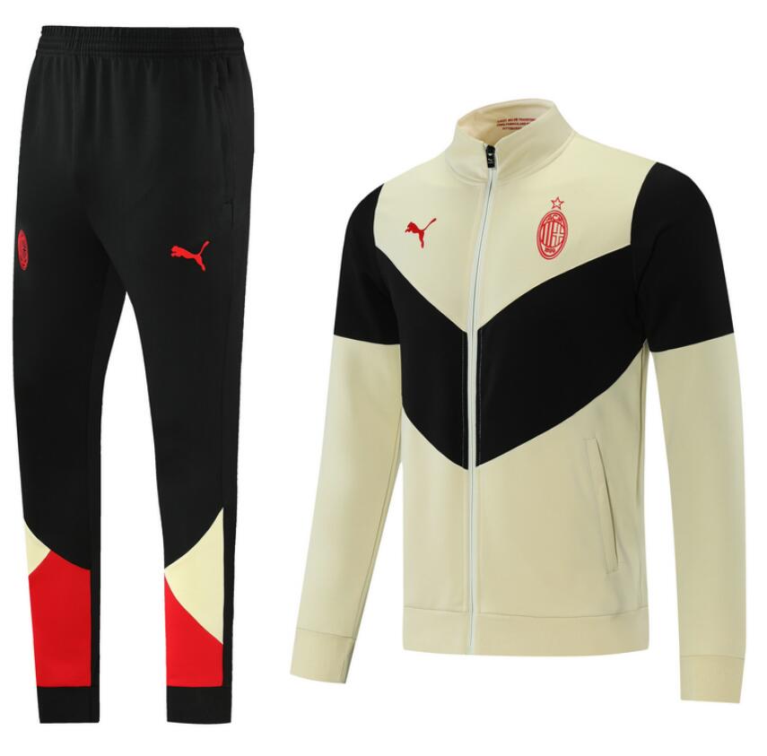 2021/22 AC Milan White Black Tracksuits Training Jacket Kits With Pants